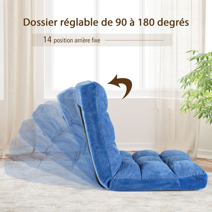 Pliable Chaise de Méditation Canapé-Lit avec 14 Positions Réglables - Dimensions 54,5 x 54,5 x 56 cm - Disponible en 12 Couleurs