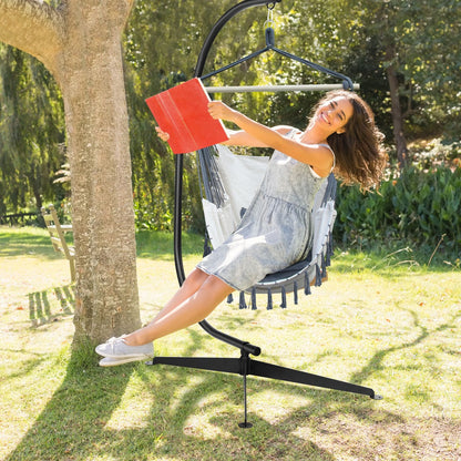 Suspension Garden Chair Support, Maximum Load 150 KG, Height 207 CM, Steel Cross Base, Indoor/Outdoor C-Shaped Design
