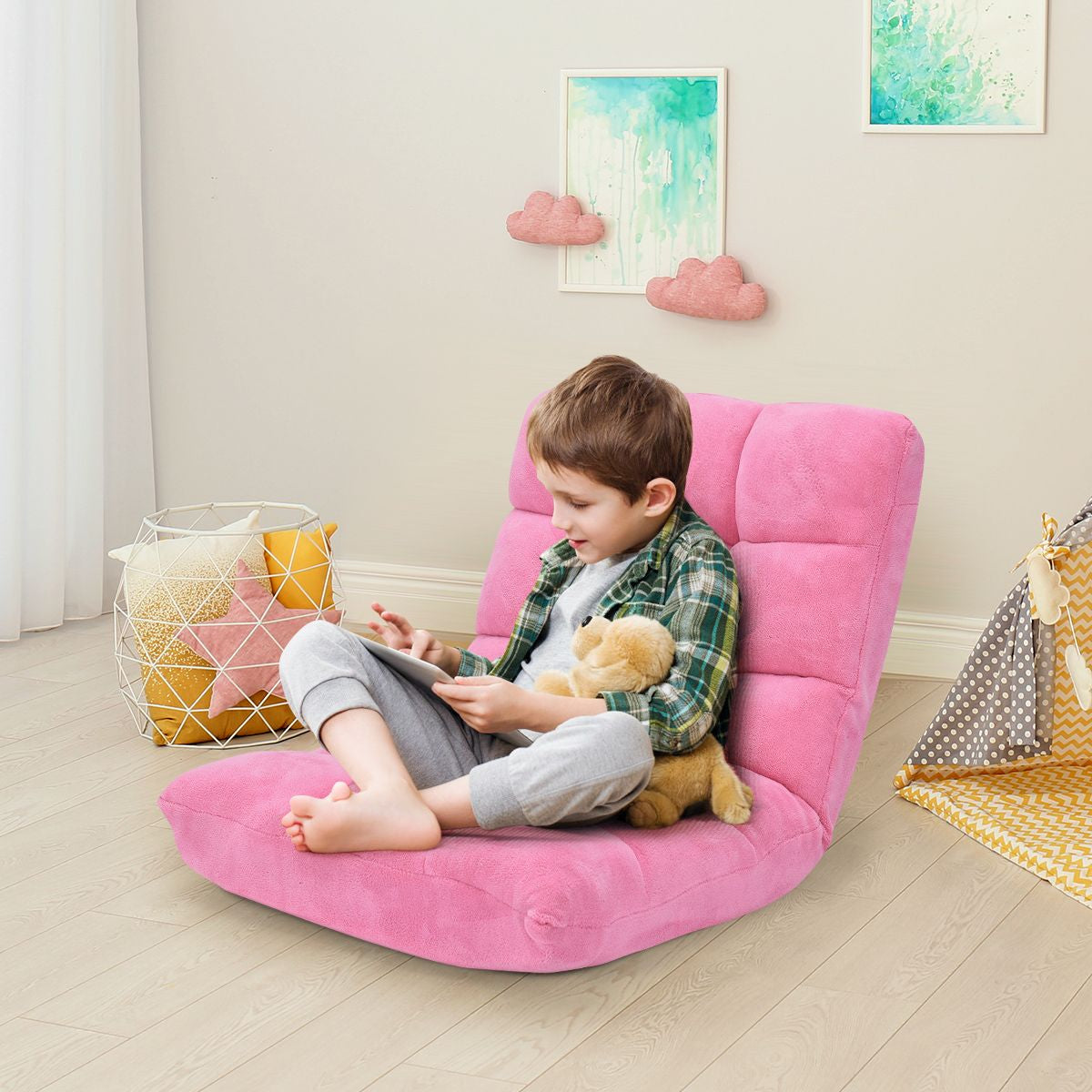 Pliable Chaise de Méditation Canapé-Lit avec 14 Positions Réglables - Dimensions 54,5 x 54,5 x 56 cm - Disponible en 12 Couleurs