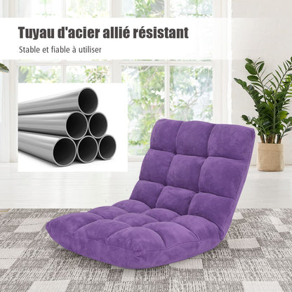 Pliable Chaise de Méditation Canapé-Lit avec 14 Positions Réglables - Dimensions 54,5 x 54,5 x 56 cm - Disponible en 12 Couleurs