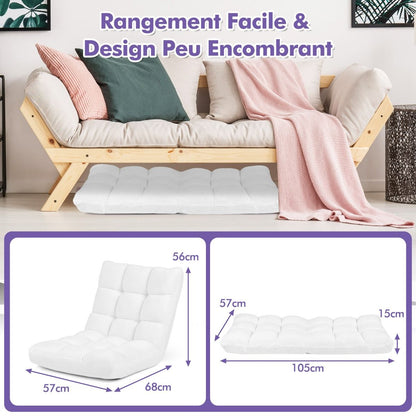 Pliable Chaise de Méditation Canapé-Lit avec 14 Positions Réglables - Dimensions 54,5 x 54,5 x 56 cm - Disponible en 12 Couleurs