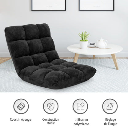 Pliable Chaise de Méditation Canapé-Lit avec 14 Positions Réglables - Dimensions 54,5 x 54,5 x 56 cm - Disponible en 12 Couleurs