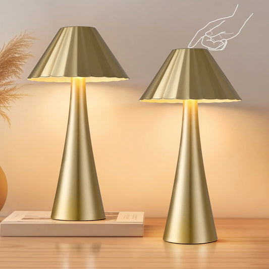 10.5 Inch Modern Mini Table Lamp Set of 2, Small Nightstand Lamp with Top Touch Control and USB Charging, Metal Desk Lamp with Dimmable LED Light for Living Room(Li-Ion Battery,Led)