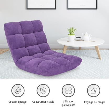 Pliable Chaise de Méditation Canapé-Lit avec 14 Positions Réglables - Dimensions 54,5 x 54,5 x 56 cm - Disponible en 12 Couleurs
