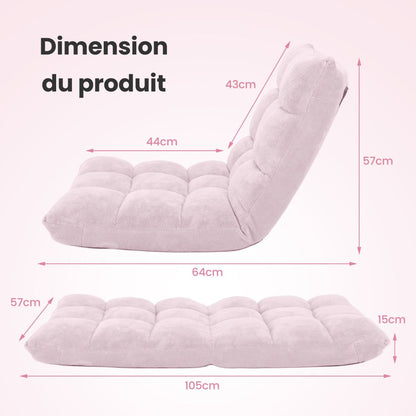 Pliable Chaise de Méditation Canapé-Lit avec 14 Positions Réglables - Dimensions 54,5 x 54,5 x 56 cm - Disponible en 12 Couleurs