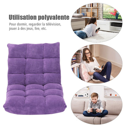 Pliable Chaise de Méditation Canapé-Lit avec 14 Positions Réglables - Dimensions 54,5 x 54,5 x 56 cm - Disponible en 12 Couleurs