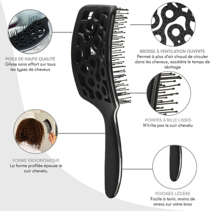 Brosse Démêlante pour Cheveux Bouclés - Noir