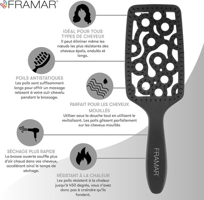 Brosse Démêlante pour Cheveux Bouclés - Noir