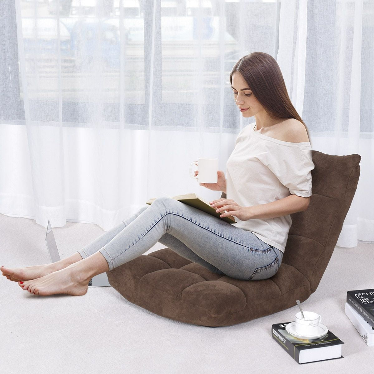 Pliable Chaise de Méditation Canapé-Lit avec 14 Positions Réglables - Dimensions 54,5 x 54,5 x 56 cm - Disponible en 12 Couleurs