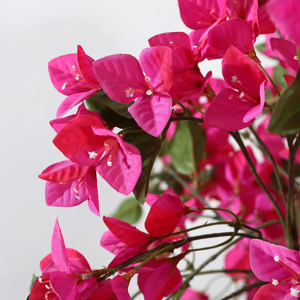 5 Feet Artificial Bougainvillea Flowers Tree in Black Plastic Pot, Indoor Plants with Wood Trunk and Pink Flowers for Housewarming Decor