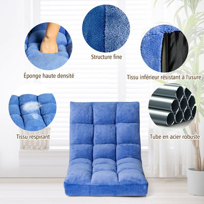 Pliable Chaise de Méditation Canapé-Lit avec 14 Positions Réglables - Dimensions 54,5 x 54,5 x 56 cm - Disponible en 12 Couleurs