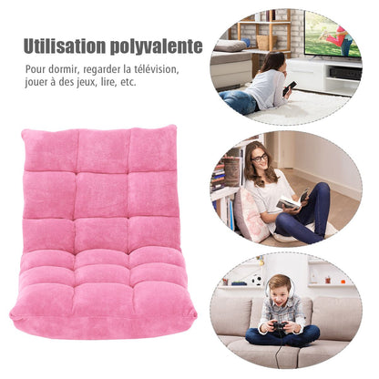 Pliable Chaise de Méditation Canapé-Lit avec 14 Positions Réglables - Dimensions 54,5 x 54,5 x 56 cm - Disponible en 12 Couleurs