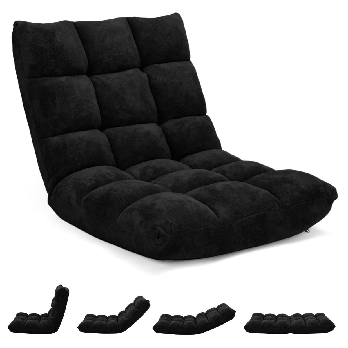 Pliable Chaise de Méditation Canapé-Lit avec 14 Positions Réglables - Dimensions 54,5 x 54,5 x 56 cm - Disponible en 12 Couleurs