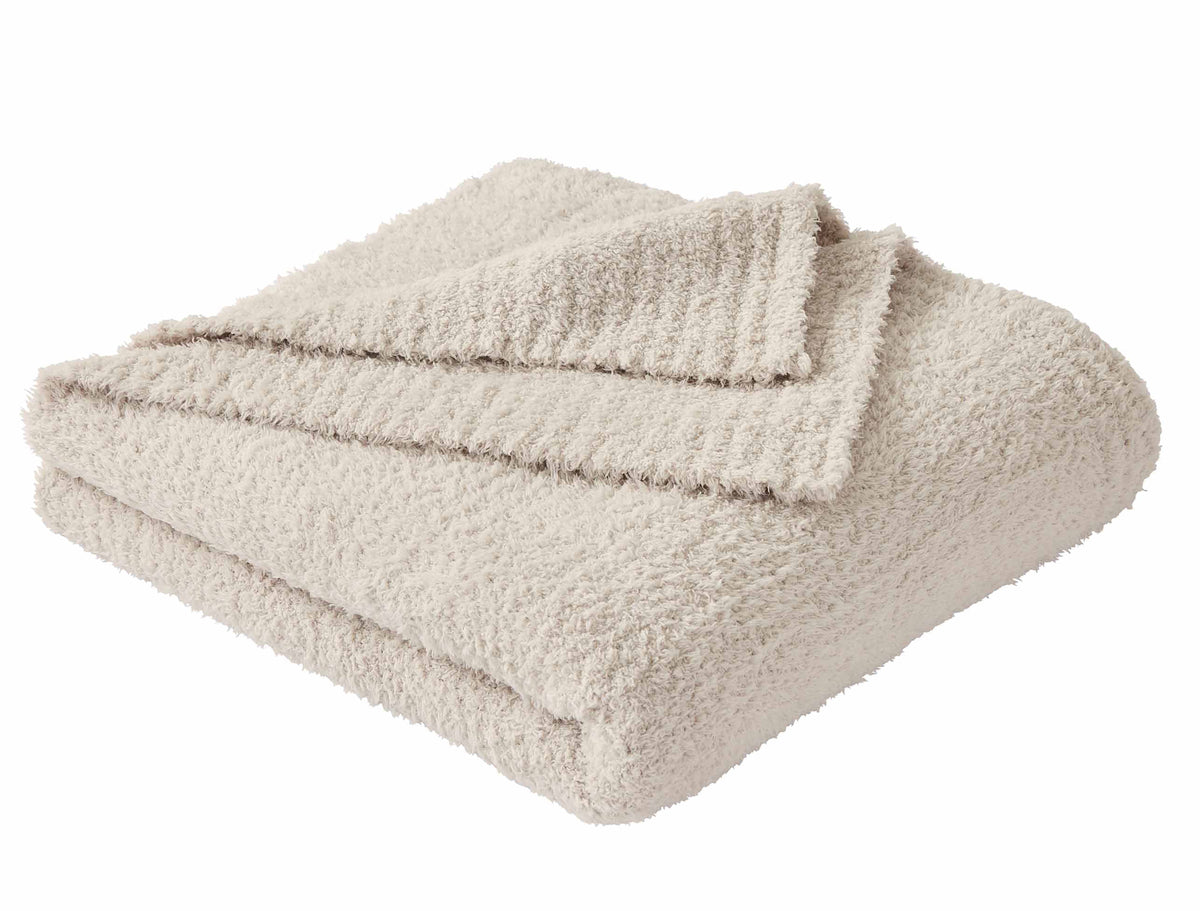 Cozy Knit Throw Blanket, Beige, 50 X 72 In