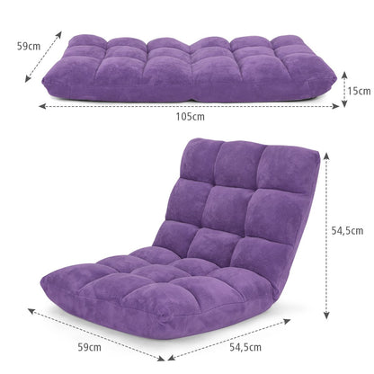 Pliable Chaise de Méditation Canapé-Lit avec 14 Positions Réglables - Dimensions 54,5 x 54,5 x 56 cm - Disponible en 12 Couleurs