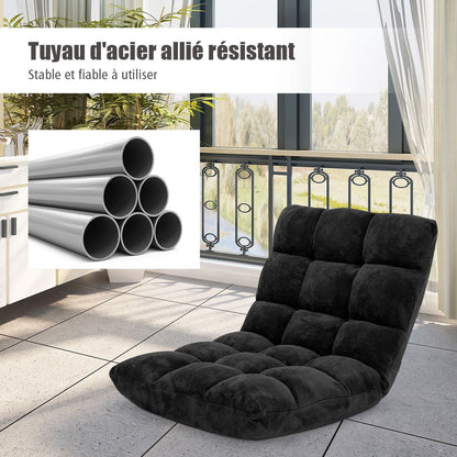 Pliable Chaise de Méditation Canapé-Lit avec 14 Positions Réglables - Dimensions 54,5 x 54,5 x 56 cm - Disponible en 12 Couleurs