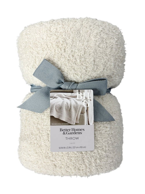Cozy Knit Throw Blanket, Beige, 50 X 72 In