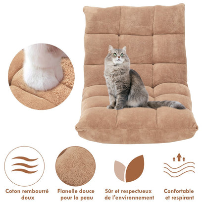 Pliable Chaise de Méditation Canapé-Lit avec 14 Positions Réglables - Dimensions 54,5 x 54,5 x 56 cm - Disponible en 12 Couleurs