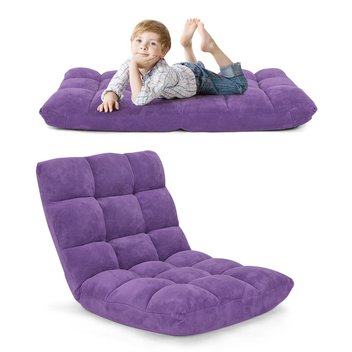 Pliable Chaise de Méditation Canapé-Lit avec 14 Positions Réglables - Dimensions 54,5 x 54,5 x 56 cm - Disponible en 12 Couleurs