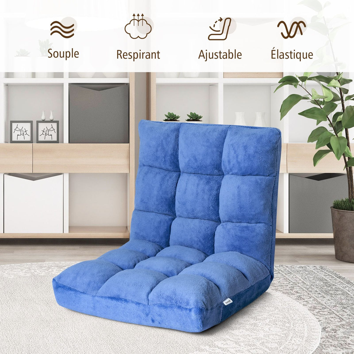 Pliable Chaise de Méditation Canapé-Lit avec 14 Positions Réglables - Dimensions 54,5 x 54,5 x 56 cm - Disponible en 12 Couleurs