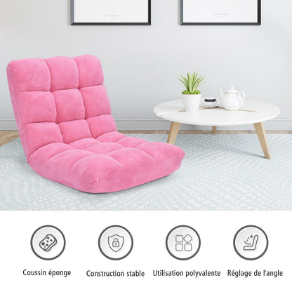 Pliable Chaise de Méditation Canapé-Lit avec 14 Positions Réglables - Dimensions 54,5 x 54,5 x 56 cm - Disponible en 12 Couleurs