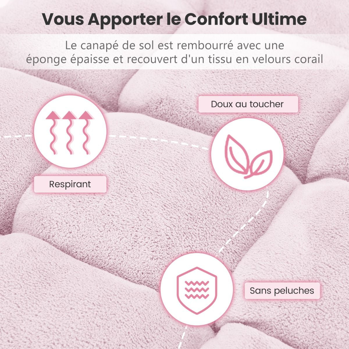 Pliable Chaise de Méditation Canapé-Lit avec 14 Positions Réglables - Dimensions 54,5 x 54,5 x 56 cm - Disponible en 12 Couleurs