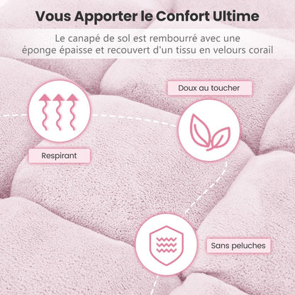 Pliable Chaise de Méditation Canapé-Lit avec 14 Positions Réglables - Dimensions 54,5 x 54,5 x 56 cm - Disponible en 12 Couleurs
