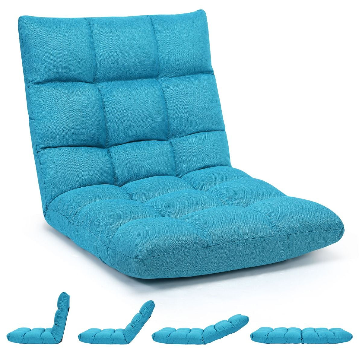 Pliable Chaise de Méditation Canapé-Lit avec 14 Positions Réglables - Dimensions 54,5 x 54,5 x 56 cm - Disponible en 12 Couleurs