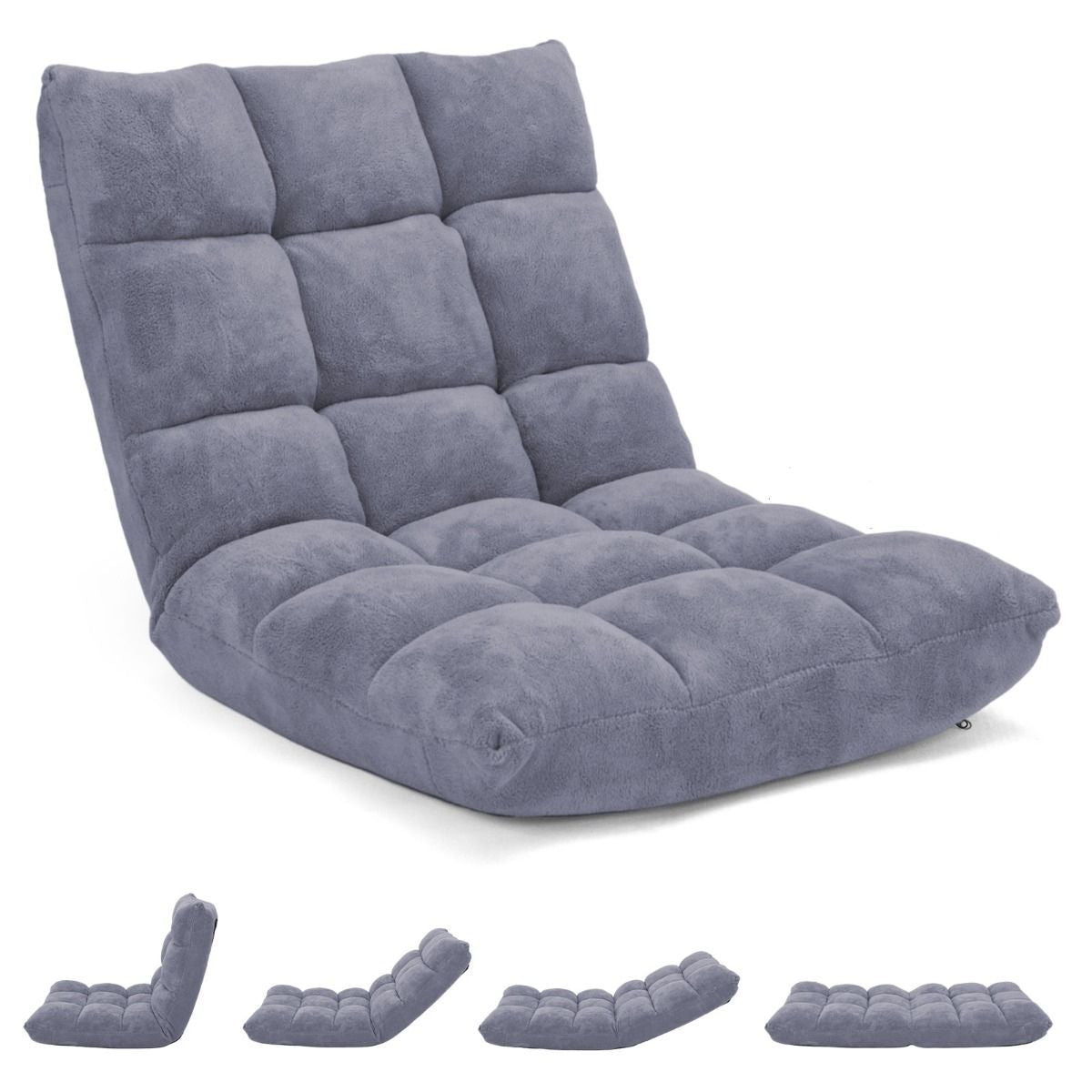 Pliable Chaise de Méditation Canapé-Lit avec 14 Positions Réglables - Dimensions 54,5 x 54,5 x 56 cm - Disponible en 12 Couleurs