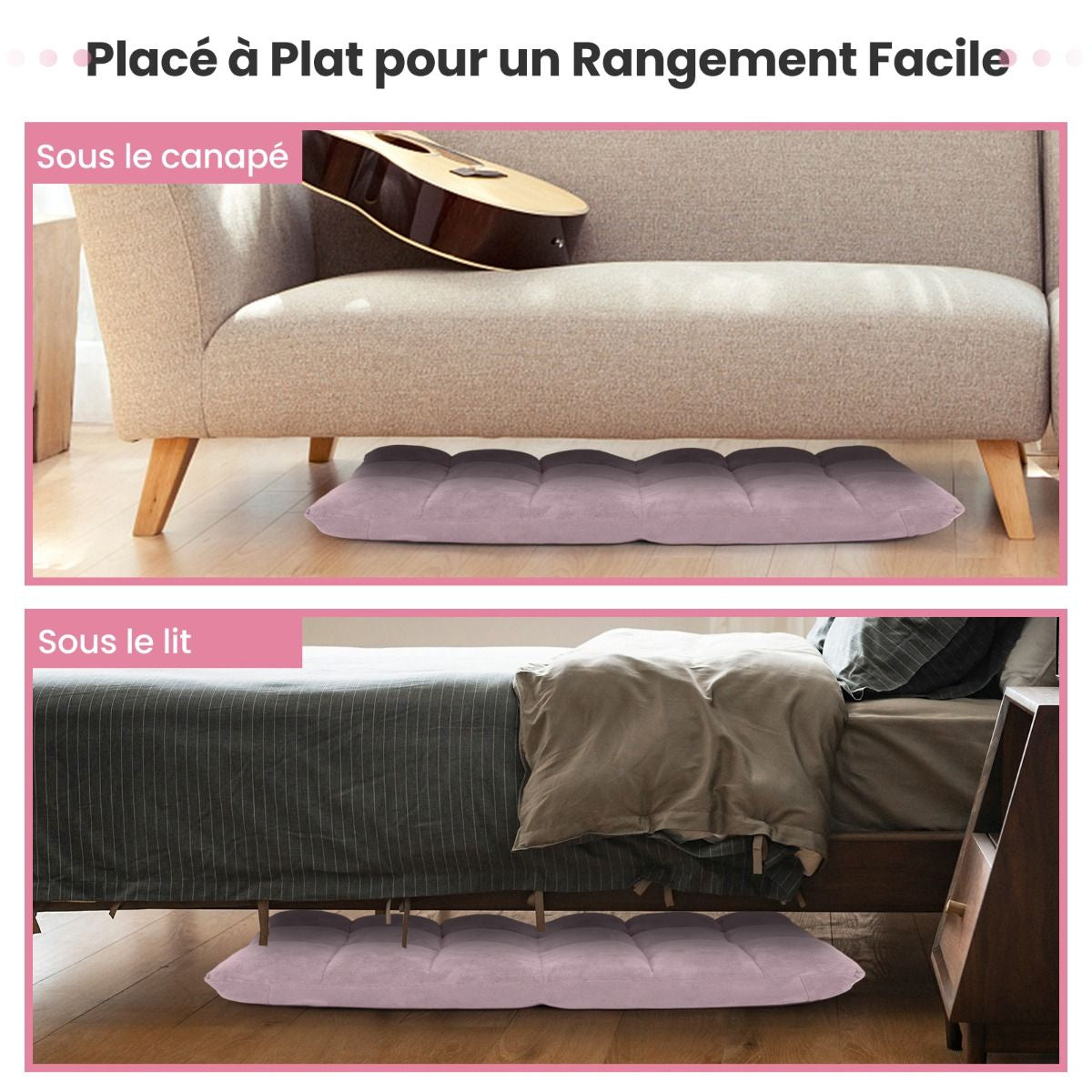 Pliable Chaise de Méditation Canapé-Lit avec 14 Positions Réglables - Dimensions 54,5 x 54,5 x 56 cm - Disponible en 12 Couleurs