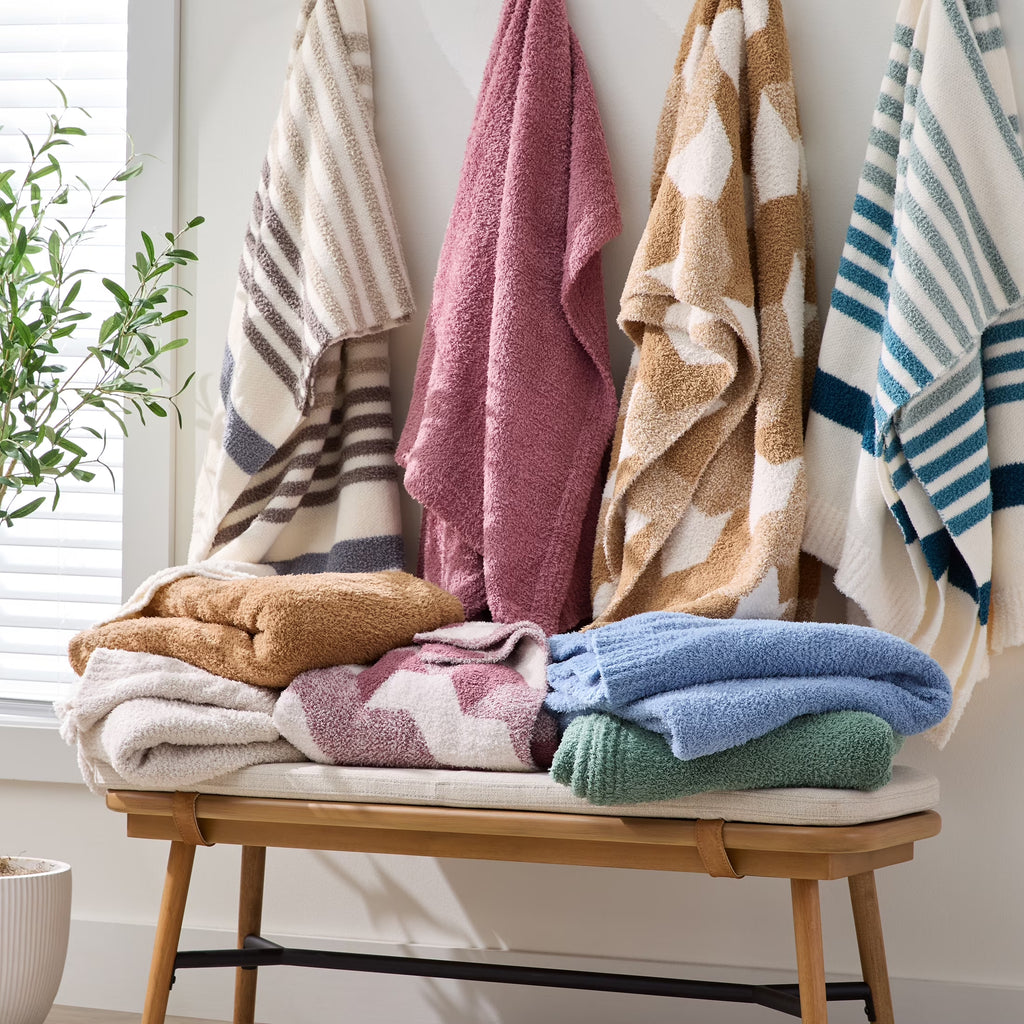 Cozy Knit Throw Blanket, Beige, 50 X 72 In