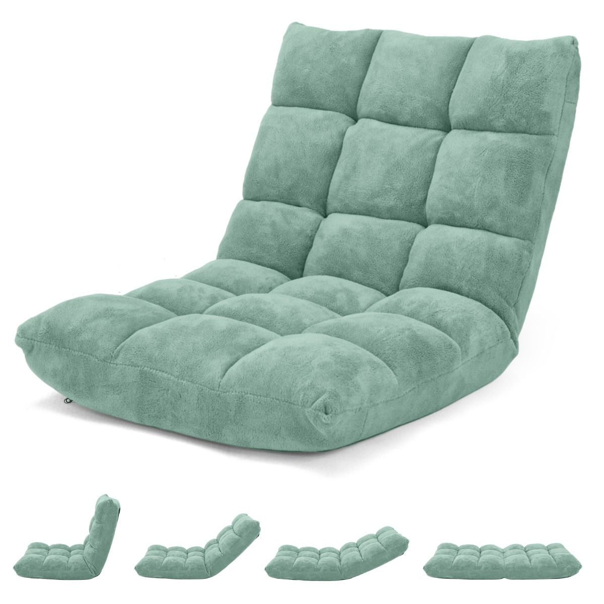 Pliable Chaise de Méditation Canapé-Lit avec 14 Positions Réglables - Dimensions 54,5 x 54,5 x 56 cm - Disponible en 12 Couleurs