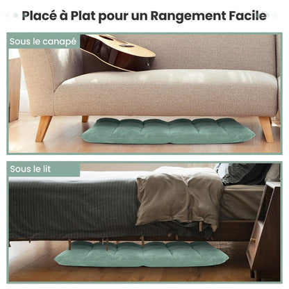 Pliable Chaise de Méditation Canapé-Lit avec 14 Positions Réglables - Dimensions 54,5 x 54,5 x 56 cm - Disponible en 12 Couleurs